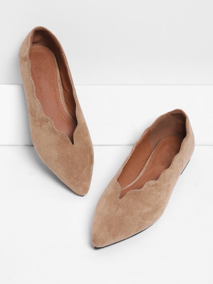 Shein Scallop Trim Pointed Toe Flats