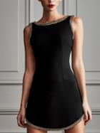 Shein Black Sleeveless Chain Embellished Slim Dress