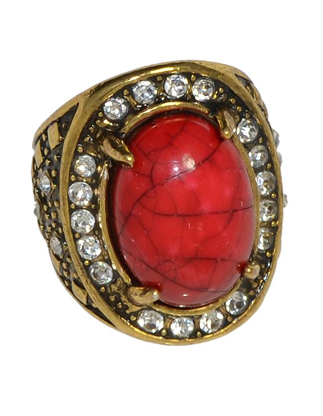 Shein Red Simple Big Imitation Gemstone Ring