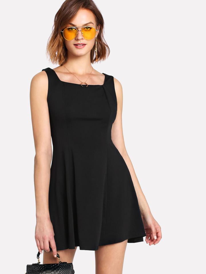 Shein Solid Color Skater Dress