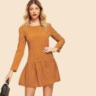 Shein Button Seam Polka Dot Dress