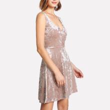 Shein Crushed Velvet U Back Skater Dress