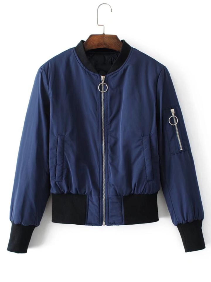 Shein Contrast Trim Bomber Jacket