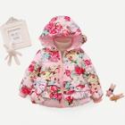 Shein Toddler Girls Ruffle Allover Floral Print Hooded Coat