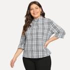 Shein Plus Plaid High Neck Blouse