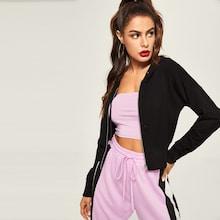 Shein Zipper Up Solid Hoodie Coat