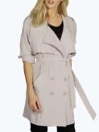 Shein Grey Lapel Double Breasted Coat