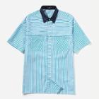 Shein Men Contrast Collar Striped Print Shirt