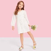 Shein Girls Button Through Solid Dress
