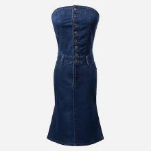 Shein Single Breasted Tube Denim Dress