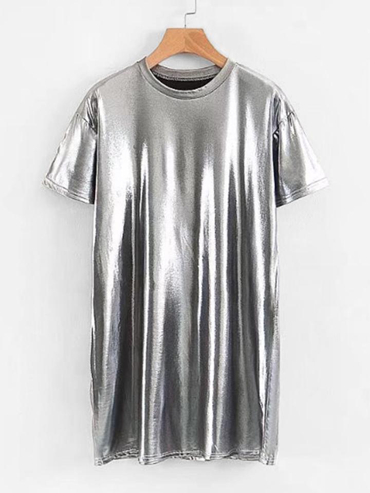 Shein Metallic Tee Dress