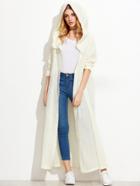 Shein Beige Hooded Long Trench Coat