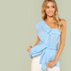 Shein Fold Over Asymmetrical Blouse