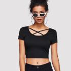 Shein Criss Cross Crop Plain Top