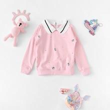 Shein Girls Cartoon & Polka Dot Print Sweatshirt