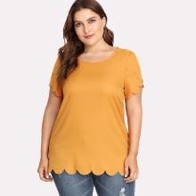 Shein Plus Tulip Sleeve Scallop Trim Top