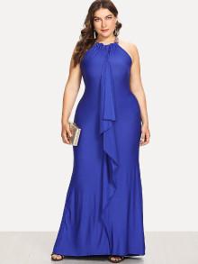 Shein Plus Ruffle Embellished Fitted Halter Dress