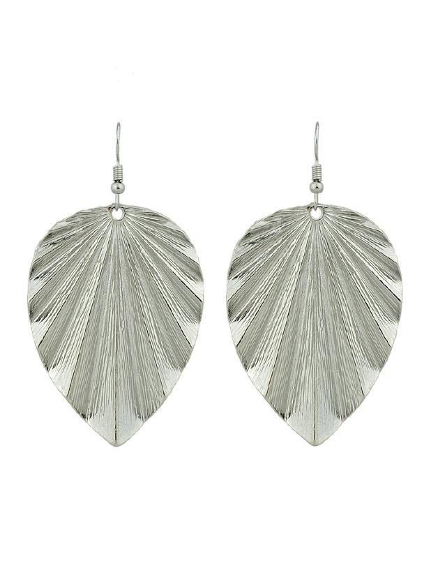 Shein Silver Long Earrings With Leaf Charm Drop Earrings
