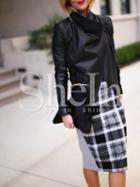Shein Black Pu Leather Wrap Front Jacket