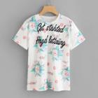 Shein Floral Letter Print Tee