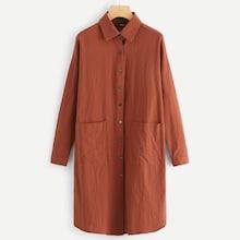 Shein Pocket Notched Buttoned Coat