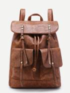 Shein Double Pocket And Buckle Front Pu Backpack