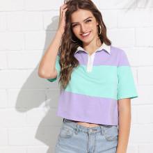 Shein Cut And Sew Collar Tee