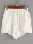 Shein White Drawstring Waist Wrap Shorts