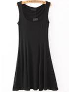 Shein Square Neck A-line Black Dress
