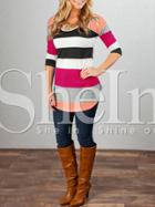 Shein Multicolor Round Neck Color Block T-shirt