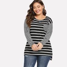 Shein Plus High Low Striped Tee