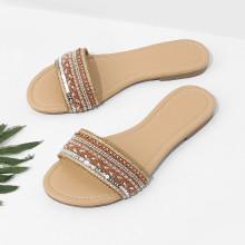 Shein Beaded Detail Slide Sandals