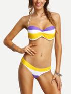 Shein Halter Ombre Bikini Set - Yellow