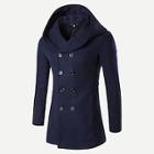 Shein Men Double Breasted Hooded Coat
