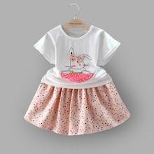 Shein Toddler Girls Cartoon Print Tee With Skirt