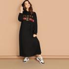 Shein Plus Drop Shoulder Graphic Hoodie Dress