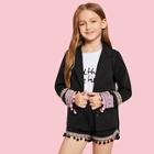 Shein Girls Single Breasted Tassel Hem Blazer & Shorts Set