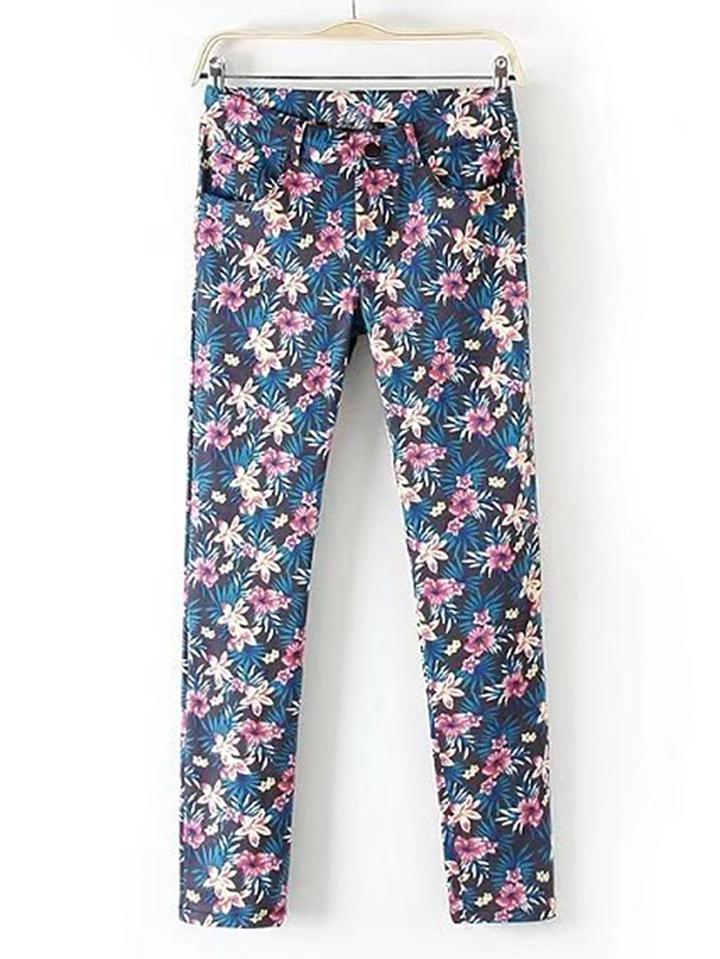 Shein Floral Print Slim Pants