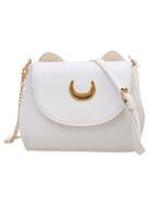 Shein Crescent Patch Flap Bag With Cat Ears - White