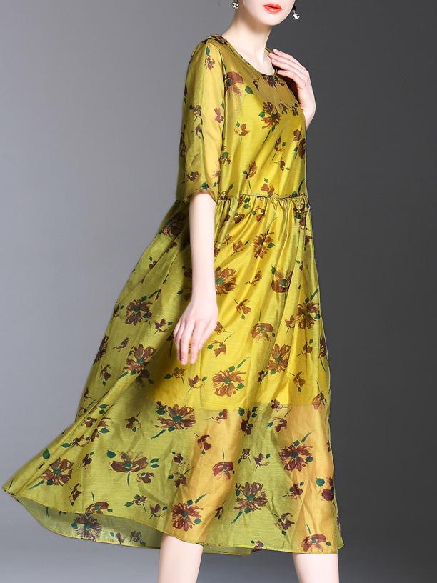 Shein Flowers Print A-line Dress