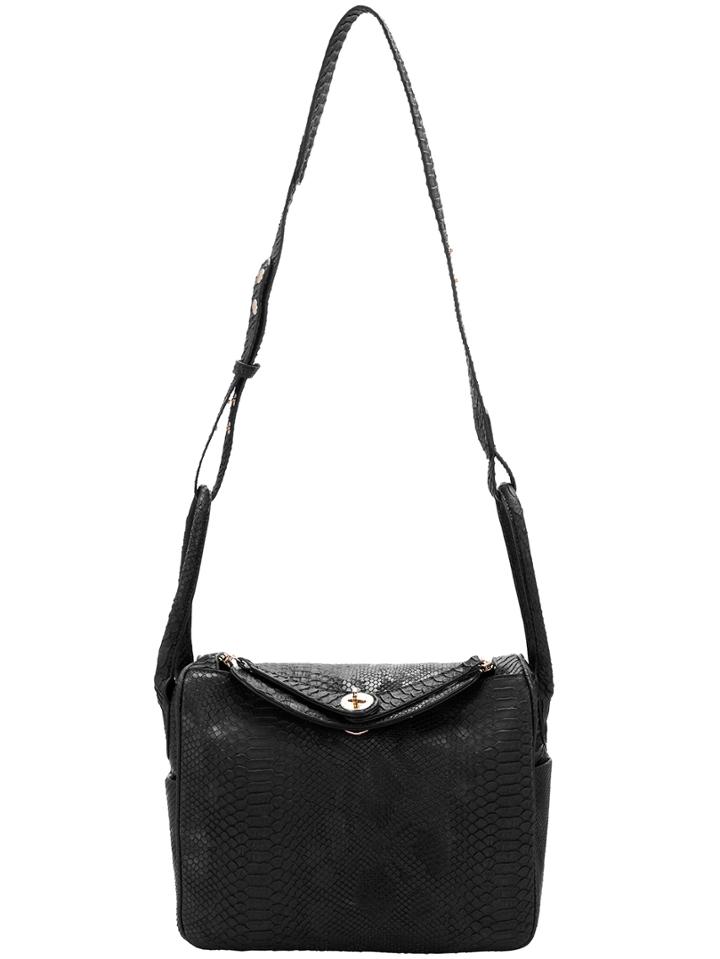 Shein Black Twist Lock Pu Satchels