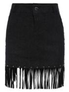 Shein Black Tassel Denim Skirt