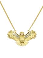 Shein White Crystal Gold Owl Chain Necklace
