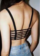 Rosewe Woman Black Caged Crop Camisole Top