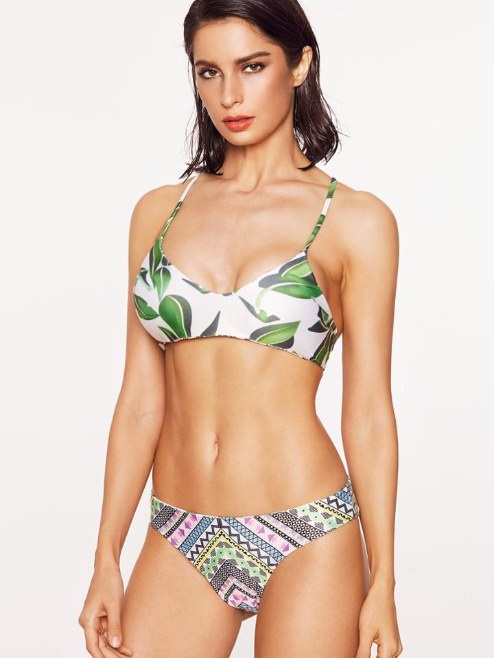 Shein Printed Racer Back Mix & Match Bikini Set