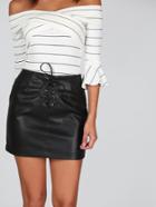 Shein Faux Leather Lace Up Skirt Black
