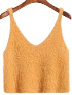 Shein Yellow Spaghetti Strap Mohair Cami Top