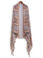 Shein Tribal Print Tassel Trim Voile Scarf