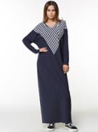 Shein Stripe Contrast V Neckline Dress