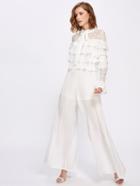 Shein Lace Shoulder And Sleeve Layered Frill Detail Palazzo Jumpsuit